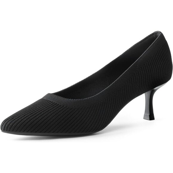 Women's Pull On Pumps Pointed Toe Kitten Heels Party Wedding Dress Shoes - Picture 1 of 7